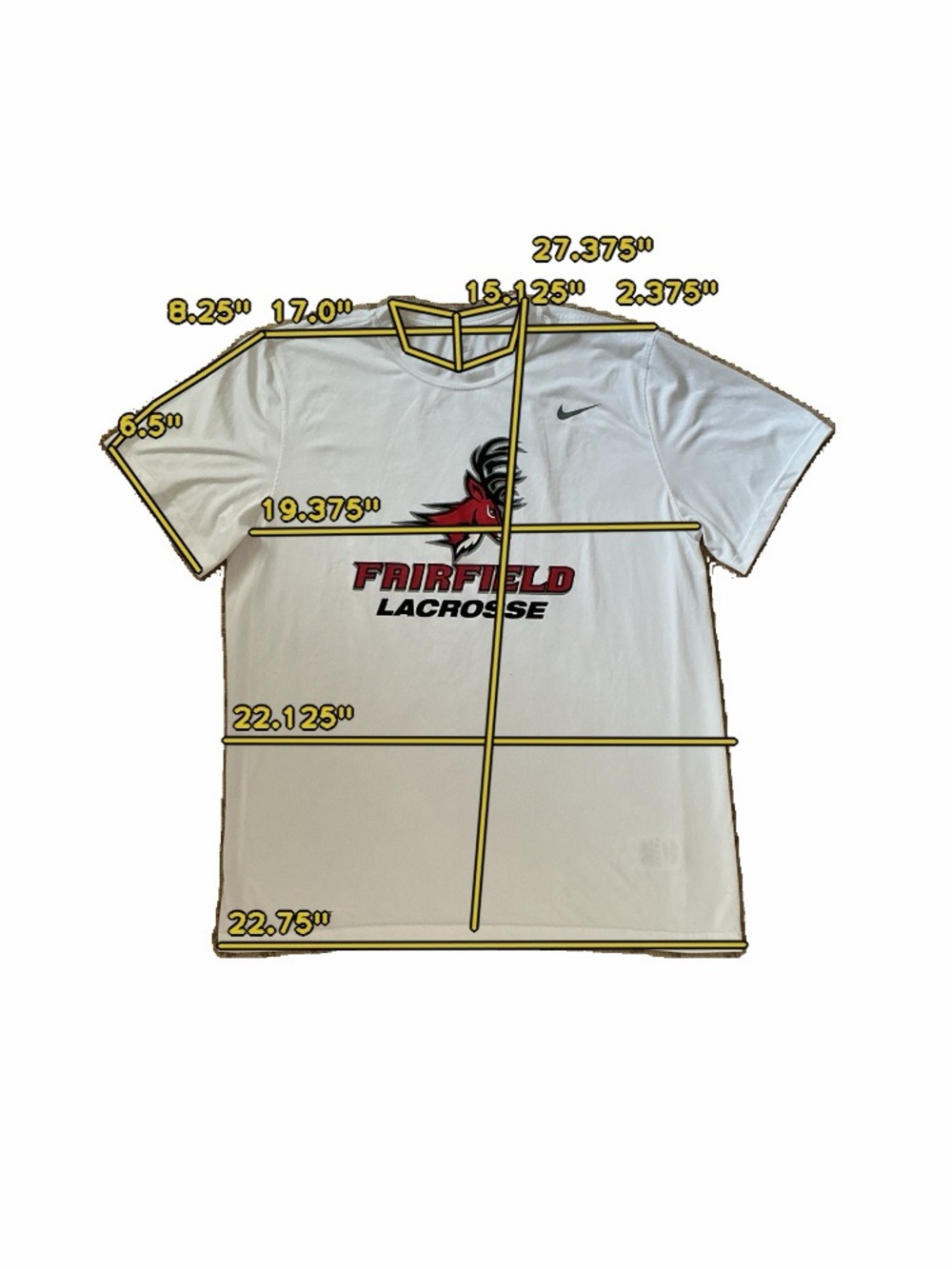 Nike Dri -Fit white Fairfield Lacrosse performance tee XL. - Picture 5 of 6